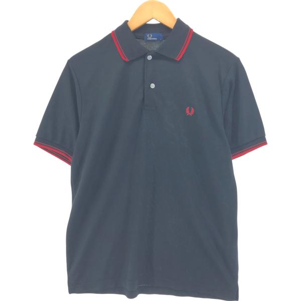 フレッドペリー　ポロシャツ　刺繍ロゴ　半袖シャツ　ボーダー　XLサイズ　古着 古着 フレッドペリー FRED PERRY ボーダー柄 半袖 ボーダー ポロシャツ
