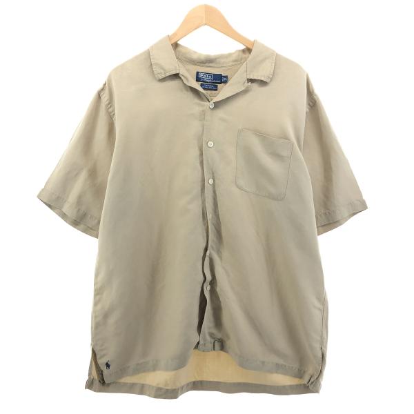 ラルフローレン caldwell シルクリネン XL オープンカラーシャツ 半袖 古着 ラルフローレン Ralph Lauren POLO by Ralph Lauren