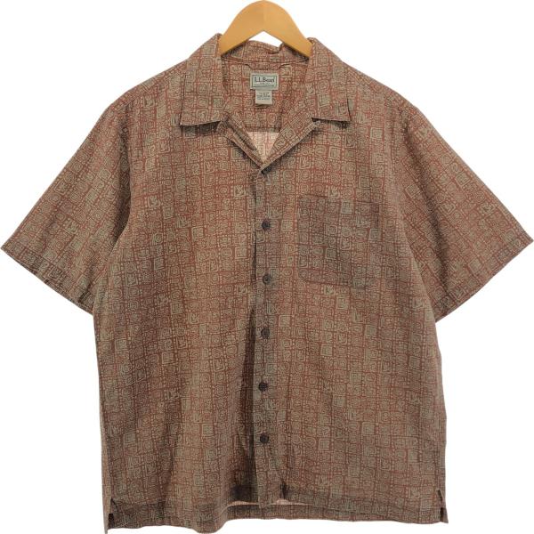 L.L.Bean 古着 90~00年代 エルエルビーン 総柄 半袖 オープン
