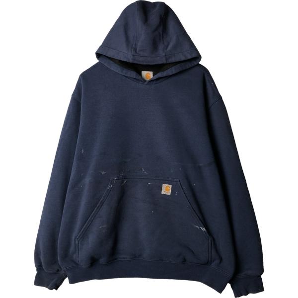 古着 カーハート Carhartt ペイント スウェットプルオーバーパーカー メンズXL相当/eaa545934 Carhartt（カーハート） 古着 ペイント スウェットプルオーバー