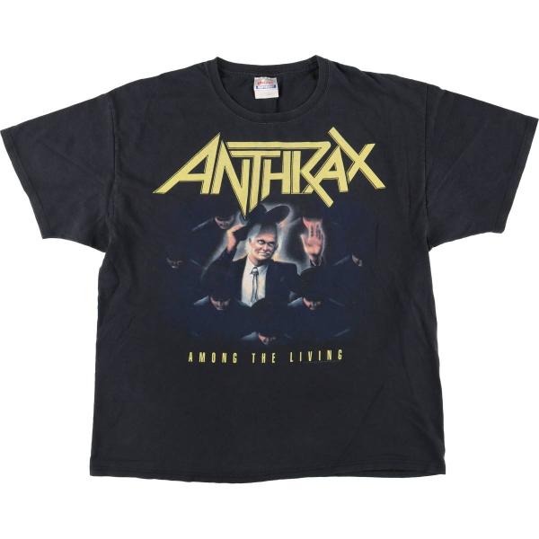 ヘインズ　古着　ロックTシャツ　ANTHRAX 黒 Hanes（ヘインズ） 古着 Hanes ANTHRAX アンスラックス バンドTシャツ