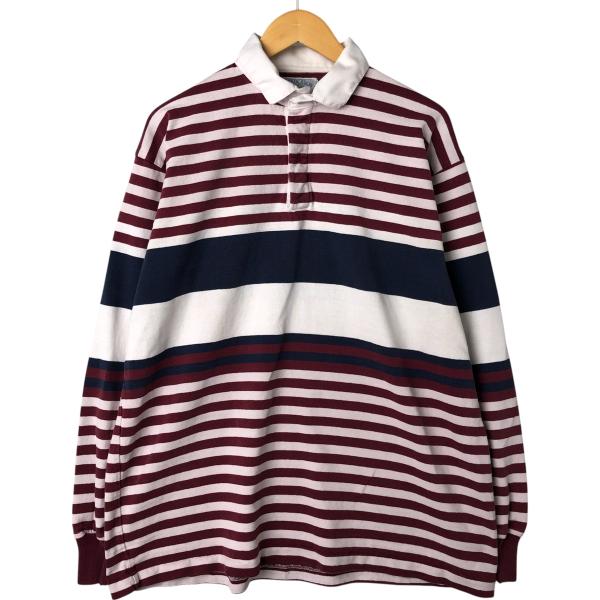 古着 90年代 ランズエンド LANDS' END ボーダー柄 長袖 ラガー