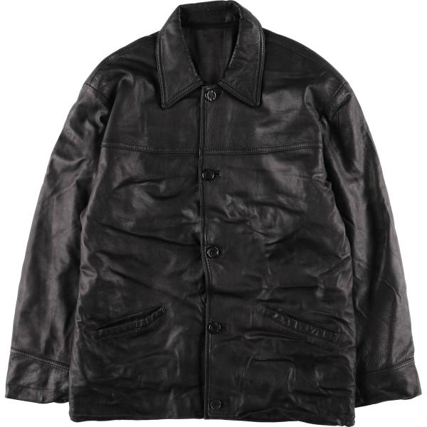 古着 Massimo 中綿入り レザーカーコート イタリア製 メンズM相当
