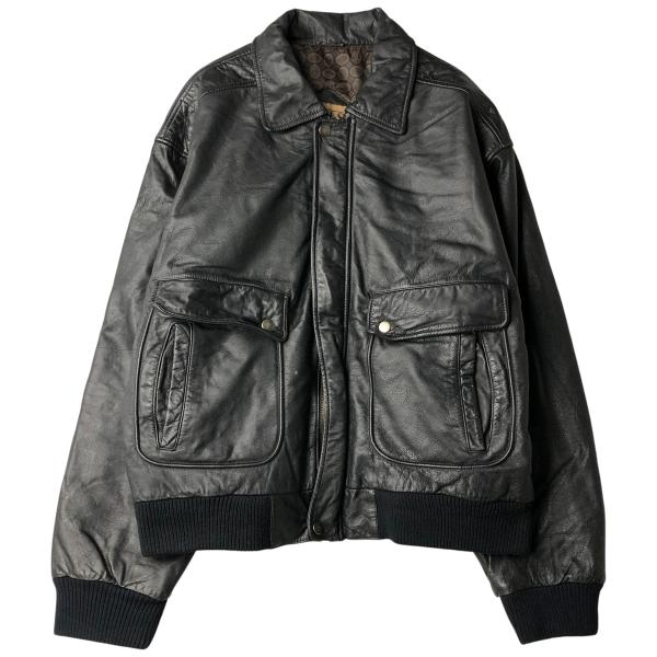 古着 90年代 FALLS CREEK 中綿入り レザーフライトジャケット メンズL