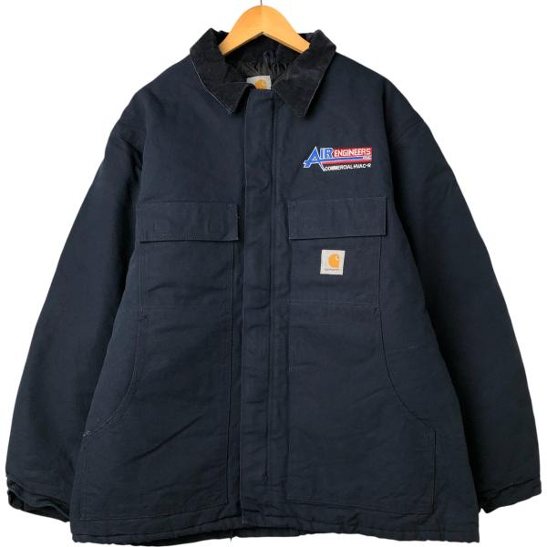 Carhartt XL ネイビー 中棉 カバーホール トラディショナルコート Carhartt（カーハート） 古着 ビッグサイズ 00年代 トラディショナル