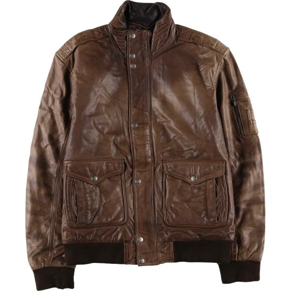 vintage 本革 A-2 スウェードレザー フライトジャケット M 中綿 古着 A-2タイプ 中綿入り レザーフライトジャケット メンズL相当