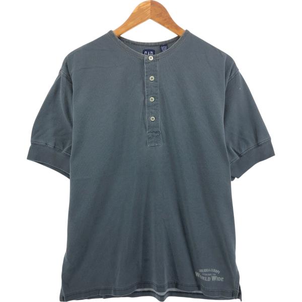 90s オールドGAP ブラック スウェット地カットソー ヘンリーネック 旧タグ 90's OLD GAP ヘンリーネックTシャツ 