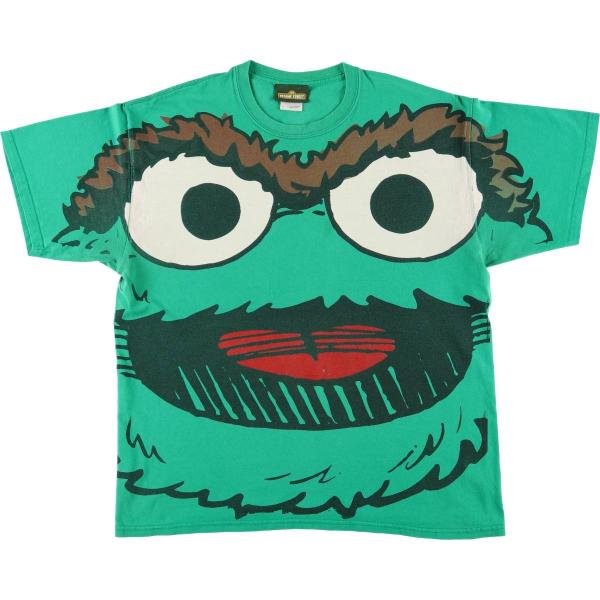 古着 90年代 SESAME STREET セサミストリート オスカー 大判プリント 