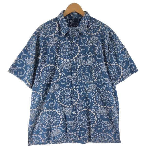 古着 ラルフローレン POLO by Ralph Lauren 総柄 オープンカラー