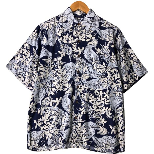 Reyn Spooner レインスプーナー 1980～90s ダイヤモンドヘッドタグ ハワイアンシャツ M Beige/Navy ヴィンテージ 半袖 アロハシャツ 総柄 トップス【中古】【Reyn Spooner】 古着 80～90年代 レインスプーナー REYNSPOONER ダイヤモンドヘッド