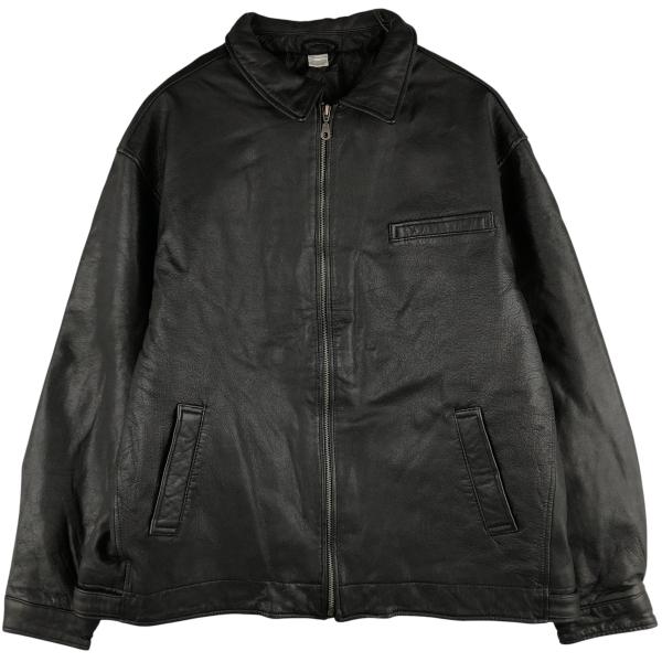 古着 スイングトップタイプ 中綿入り レザーブルゾン メンズXL相当