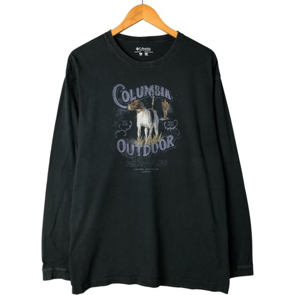 90s columbia ロンt カットソー　犬　USA製 Columbia 古着 コロンビア 犬柄 ロングTシャツ ロンT メンズXL