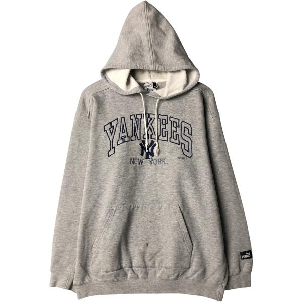 古着 00年代 プーマ PUMA MLB NEW YORK YANKEES ニューヨークヤンキース スウェットプルオーバーパーカー メンズM相当 /eaa568327 PUMA（プーマ） 古着 00年代 PUMA MLB NEW YORK YANKEES ニューヨーク