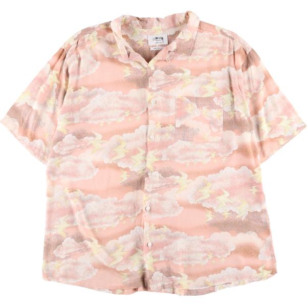 【人気】ステューシー オープンカラー アロハシャツ STUSSY 古着 ステューシー 総柄 オープンカラー ハワイアン