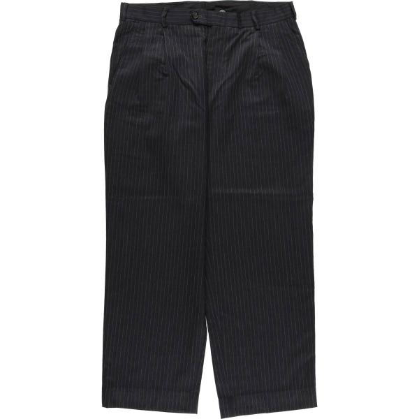 古着 ランズエンド LANDS' END ストライプ柄 ツータック ウールパンツ