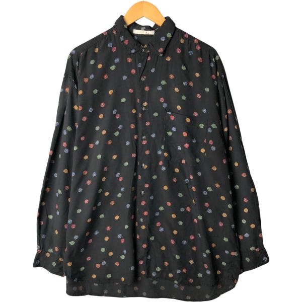 古着 ペリーエリス PERRY ELLIS 総柄 長袖 レーヨンシャツ
