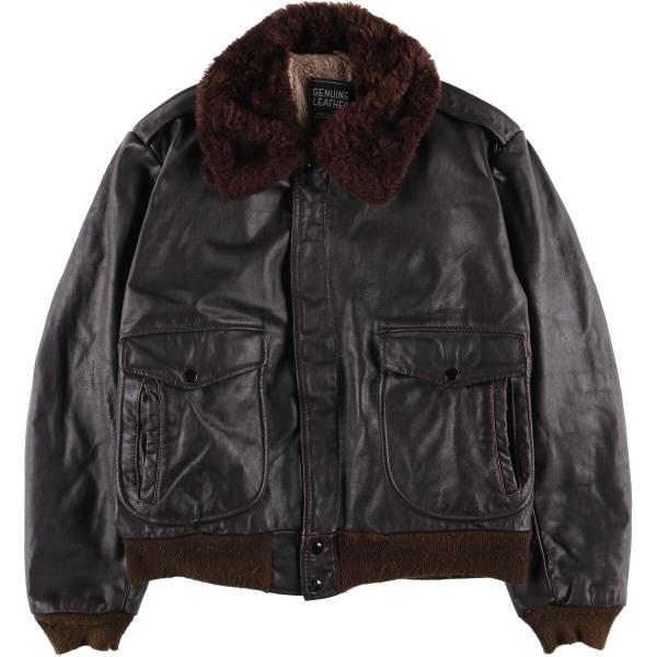 80年代 R.Sherman G-1フライトジャケット ダークブラウン USA製 古着 R.Sherman G-1タイプ レザーフライトジャケット USA製 メンズL