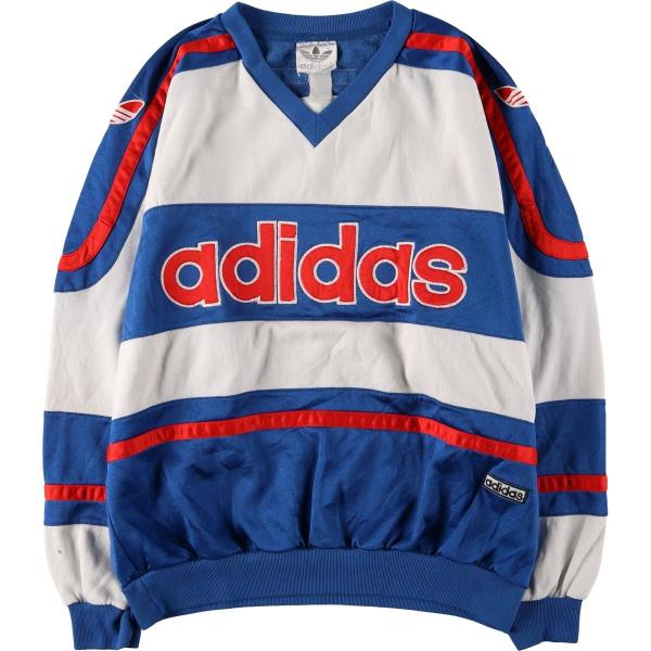 80年代 ヴィンテージ アディダス adidas 古着 80年代 アディダス ボーダー柄 Vネック ロゴ