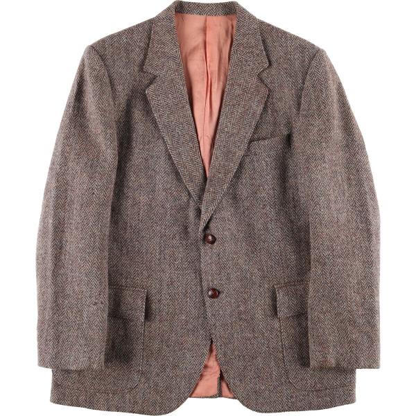 ✮テーラードジャケット　ハリスツイード　メランジ　ヘリンボーンツイード　XL✮ Harris Tweed ヘリンボーン テーラードジャケット 工場 直営 店