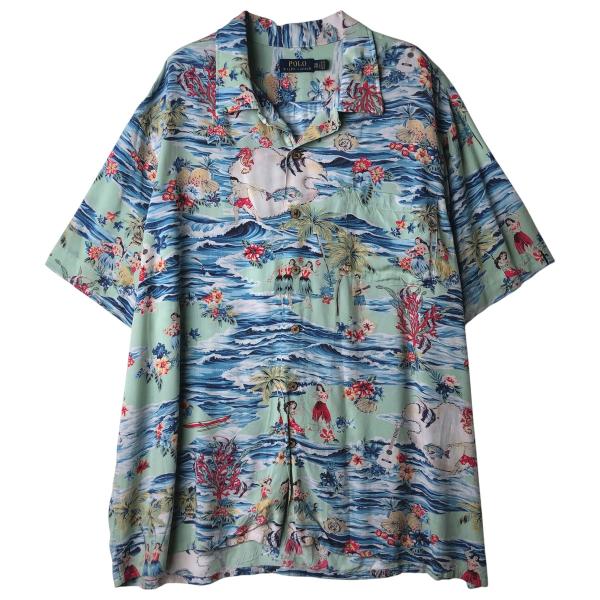 古着 ラルフローレン POLO RALPH LAUREN オープンカラー 総柄