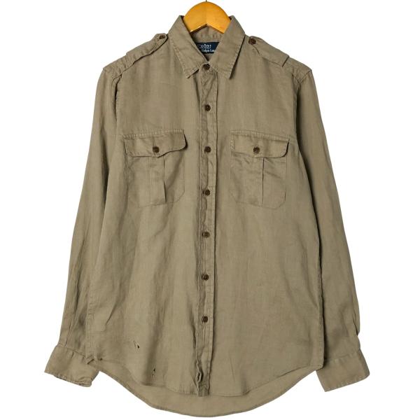 ラルフローレン　POLO RALPH LAUREN リネン 長袖シャツ 古着 ラルフローレン Ralph Lauren POLO by 長袖 リネンシャツ メンズS