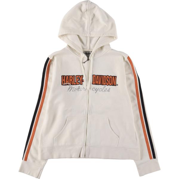 ハーレーダビッドソン 刺繍ロゴ フレイムロゴ フルジップ パーカー XL相当 古着 ハーレーダビッドソン Harley-Davidson スウェットフルジップ