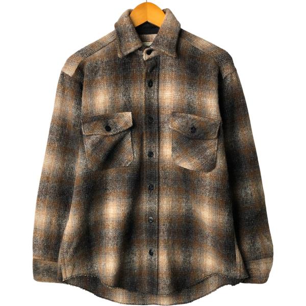 melton 70s ビンテージ オンブレ チェック ウールジャケット メルトン 古着 70年代 メルトン MELTON オンブレチェック ウールシャツ