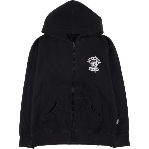 古着 PEPPEX ドクロ柄 スカル柄 スウェットフルジップパーカー メンズM