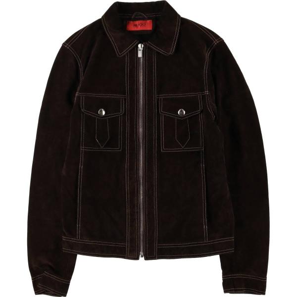 HUGO BOSS 最高峰Tailored 羊革 スエード レザージャケット HUGO BOSS (ヒューゴボス) レザー スエード モノグラムロゴ ジッパー