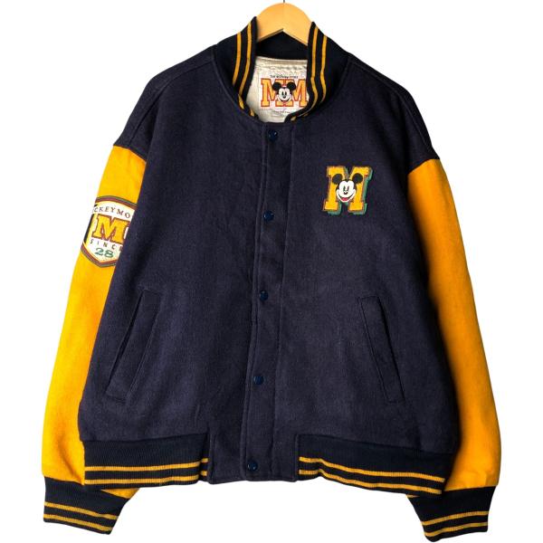 ☆レア　希少　ディズニー　バーシティジャケット☆M☆海外　アメリカ 古着 90年代 THE Disney STORE ミッキーマウス ウールスタジャン