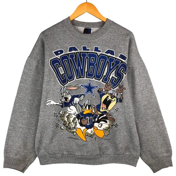 古着 90年代 SUN LOONEY TUNES ルーニーテューンズ NFL DALLAS COWBOYS ダラスカウボーイズ キャラクタースウェットシャツ トレーナー メンズXL相当 ヴィンテージ/eaa596806 古着 90年代 SUN ルーニーテューンズ NFL ダラスカウボーイズ