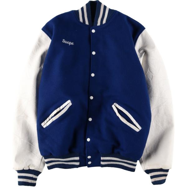 古着 90~00年代 ネフ NEFF カレッジ 袖革ウールボタンスタジャン バー