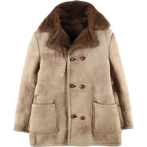 古着 Lawrence シープスキン ムートンランチコート USA製 メンズM相当