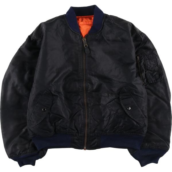 90s wilker industries ma-1フライトジャケット ブラック 古着 民間品 WILKER INDUSTRIES MA-1タイプ 中綿入り ミリタリー