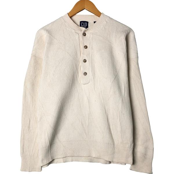 OLD GAP ギャップ ニット セーター 無地 ソリッド 編み込み XL90s GAP（ギャップ） 古着 90年代 オールドギャップ リブ編み ヘンリー