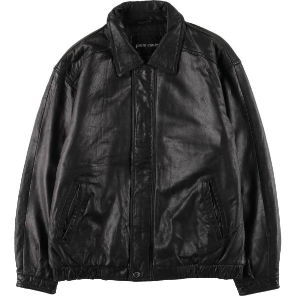 pierre cardin 黒 レザージャケット pierre cardin（ピエール カルダン） 古着 中綿入り レザーフライト