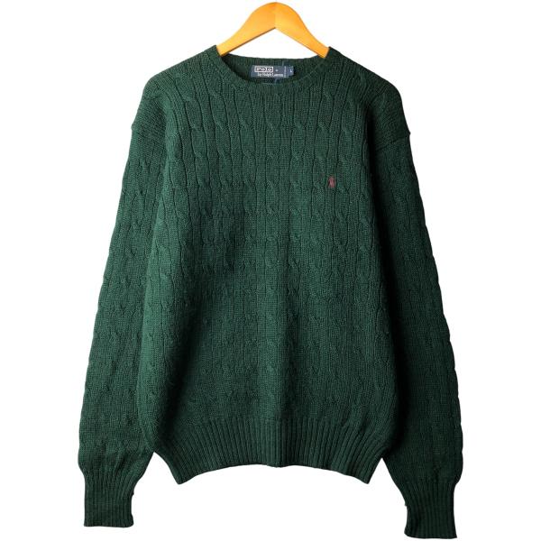 古着 ラルフローレン Ralph Lauren POLO by ケーブル編み ウールニット
