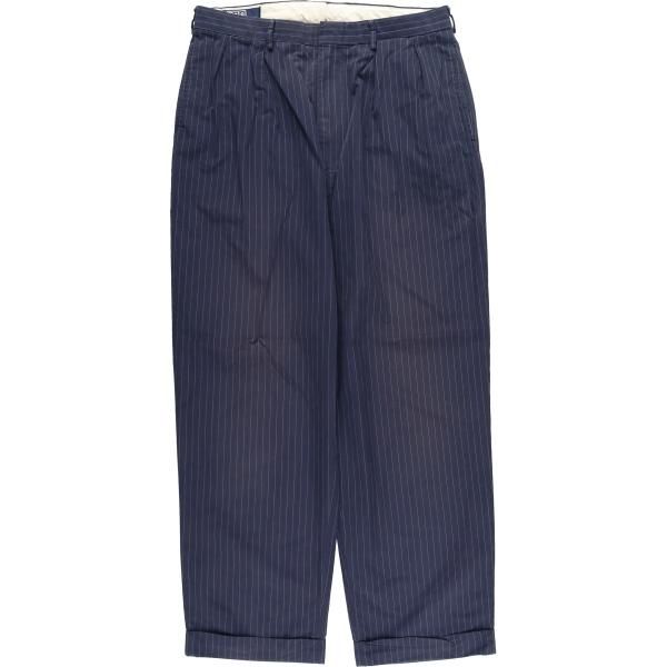 【超美品！】RLX Ralph Lauren ストライプパンツ 32 古着 ラルフローレン Ralph Lauren POLO by ストライプ柄 ツータック
