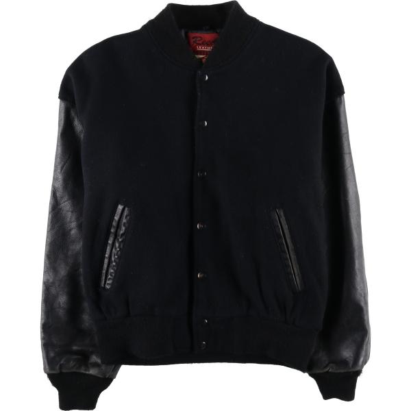 古着 80~90年代 Reed 袖革ウールボタンスタジャン バーシティ