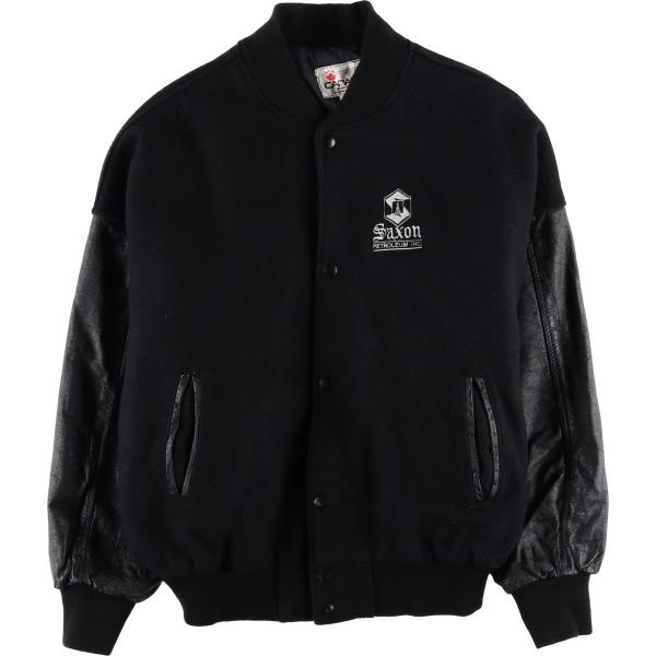 古着 90年代 CANADA SPORTSWEAR 袖革ウールボタンスタジャン バー