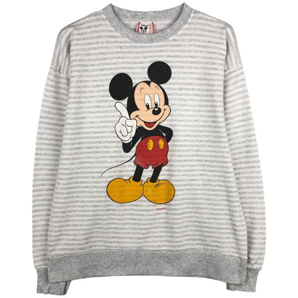 古着 90年代 ディズニー Disney MICKEY MOUSE ミッキーマウス ボーダー柄 キャラクタースウェットシャツ トレーナー USA製 メンズXL相当 ヴィンテージ/eaa605749 古着 90年代 ディズニーミッキーマウス ボーダー柄 キャラクター