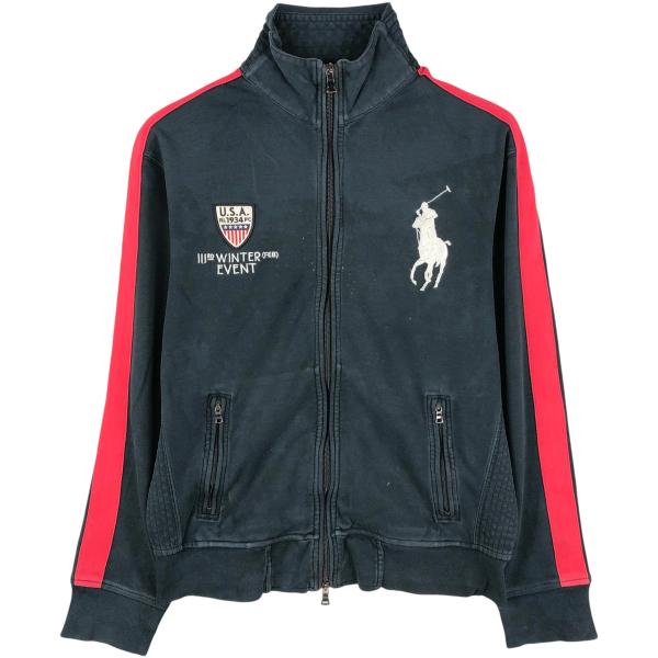 co9 RALPH LAUREN ジャージ ビッグポニー 紺色×赤 メンズM相当 アールエルエックス ラルフローレン RLX RALPH LAUREN USオープン