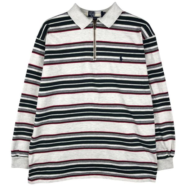 古着 90年代 ラルフローレン Ralph Lauren POLO by Ralph Lauren ボーダー柄 襟付き ハーフジップスウェットシャツ トレーナー USA製 メンズS相当 ヴィンテージ/eaa606043 古着 90年代 ラルフローレン POLO by Ralph Lauren ボーダー柄 襟付き