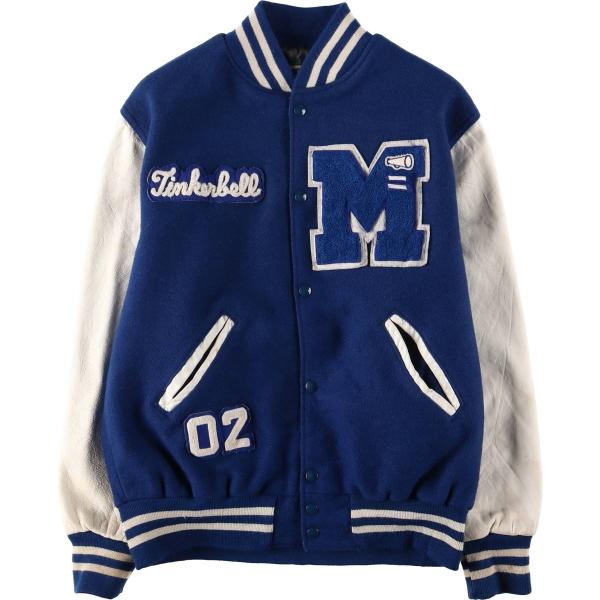 古着 90~00年代 HOLLOWAY 袖革ウールボタンスタジャン バーシティ