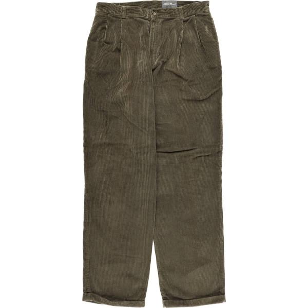 90s USA製 Eddie Bauer ツータックブラックコーデュロイパンツ黒 古着 00年代 エディーバウアー Eddie Bauer ツータック コーデュロイ