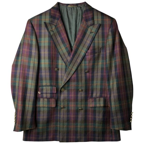 EIKO KONDO ダブルカラー ウール混 変形 ジャケット チェック XL EIKO KONDO ダブルカラー ウール混 変形 ジャケット チェック XL