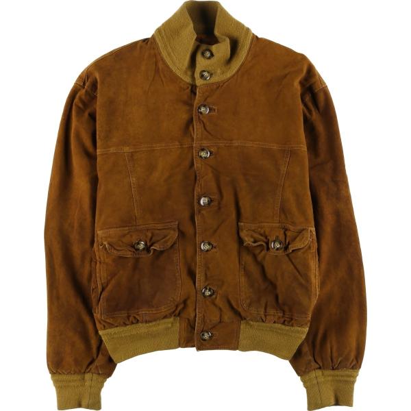 80s イタリア製 バルスタージャケット スエード レザー 古着 ブラウン 古着 バルスタージャケット スエードレザーブルゾン イタリア製 メンズ