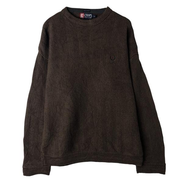 古着 ラルフローレン Ralph Lauren CHAPS チャップス ヘリンボーン コットンニットセーター メンズXL相当/eaa608345 古着 ラルフローレン Ralph Lauren CHAPS チャップス ヘリンボーン