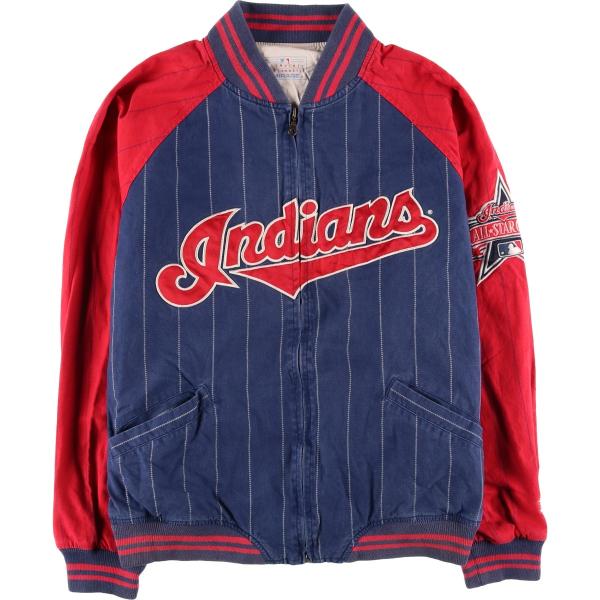 古着 90年代 MIRAGE MLB クリーブランドインディアンス ストライプ柄