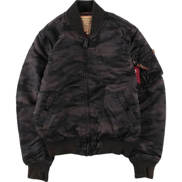 古着 民間品 アルファ ALPHA MA-1タイプ 迷彩柄 ウッドランドカモ 中綿